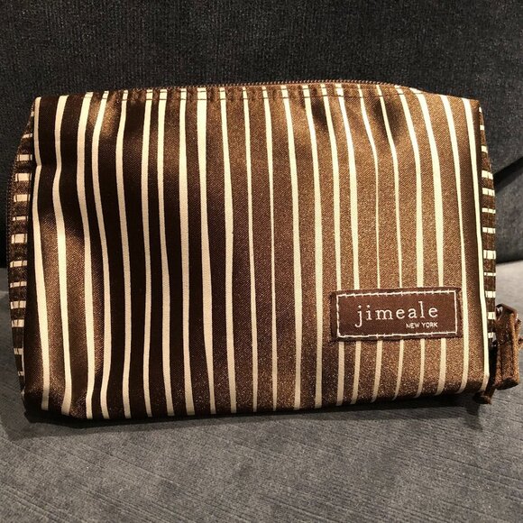 Jimeale New York Zippered Cosmetic/Make Up Bag w/ 3 Interior Pouches Brown Sz OS - Picture 5 of 5